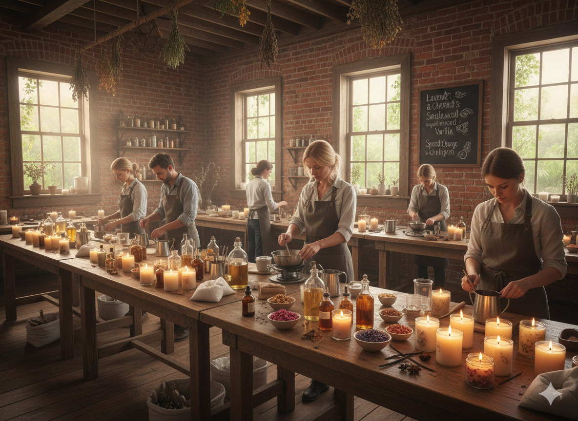 Duftlysverksted med essenser